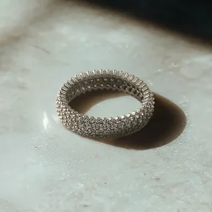 Silver Ring with 3 Rows of Stones - Women Silver Ring