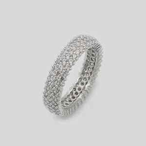 Silver Ring with 3 Rows of Stones - Women Silver Ring