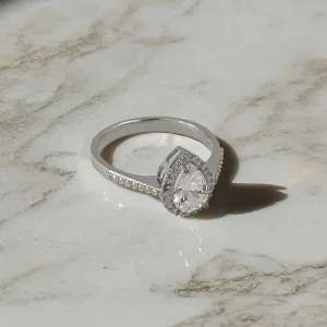 Silver Ring with Drop Cut Stone - Women Silver Ring