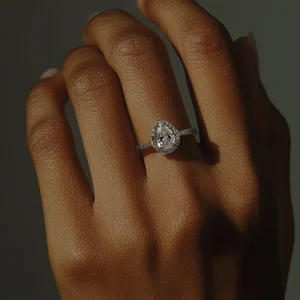 Silver Ring with Drop Cut Stone - Women Silver Ring
