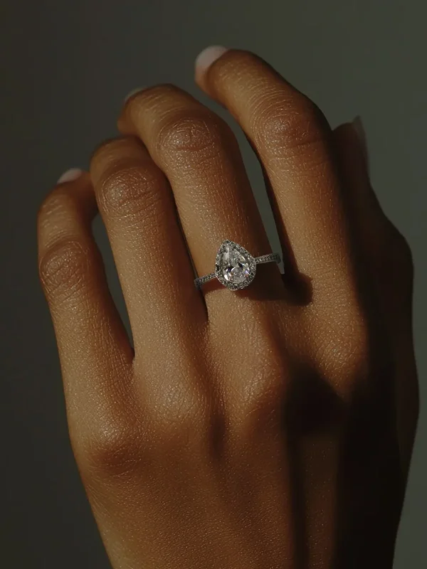 Silver Ring with Drop Cut Stone - Women Silver Ring
