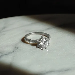 Round Stone Star Silver Ring - Women Silver Ring