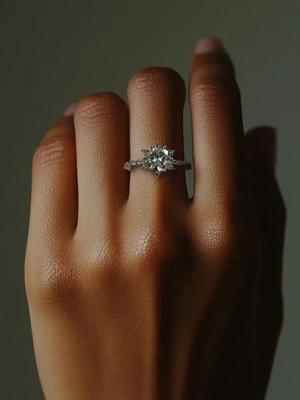 Round Stone Star Silver Ring - Women Silver Ring