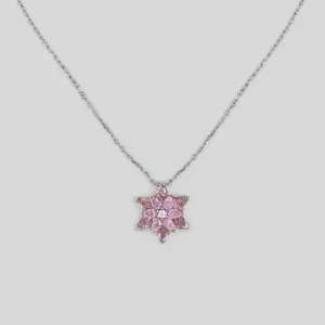 Lotusblume Silber Halskette mit rosa Stein - Frauen Silber Halskette