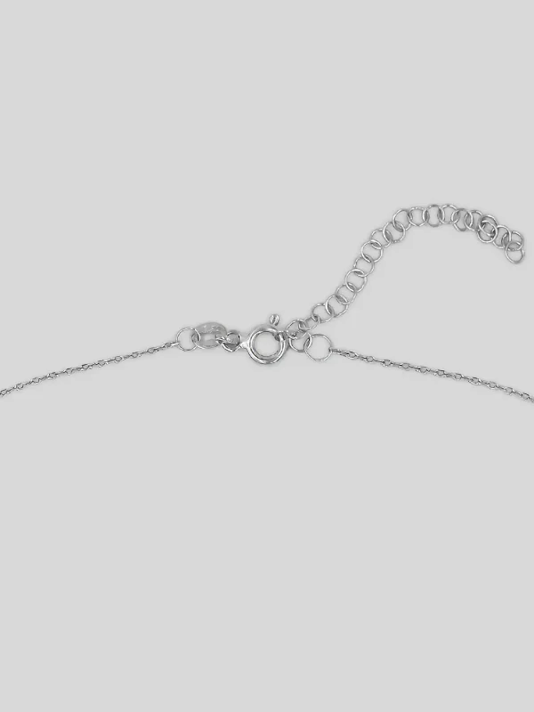 Lotus Flower Herbarium Silver Necklace with Pink Stones - Women Silver Necklace