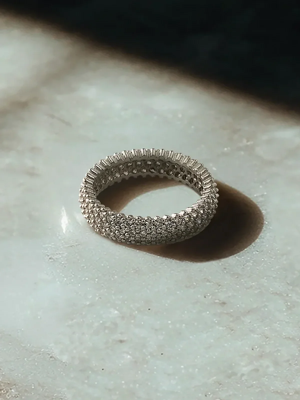 3 Reihen Stein Silber Ring - Frauen Silber Ring