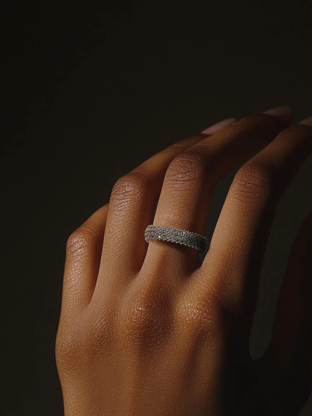 Anillo de Plata con 3 Filas de Piedras – Anillo de Plata para Mujeres