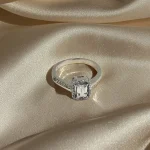 Halo Silber Ring mit Baguette Stein - Damen Silber Ring