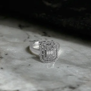 Double Layer Baguette Silber Ring - Damen Silber Ring