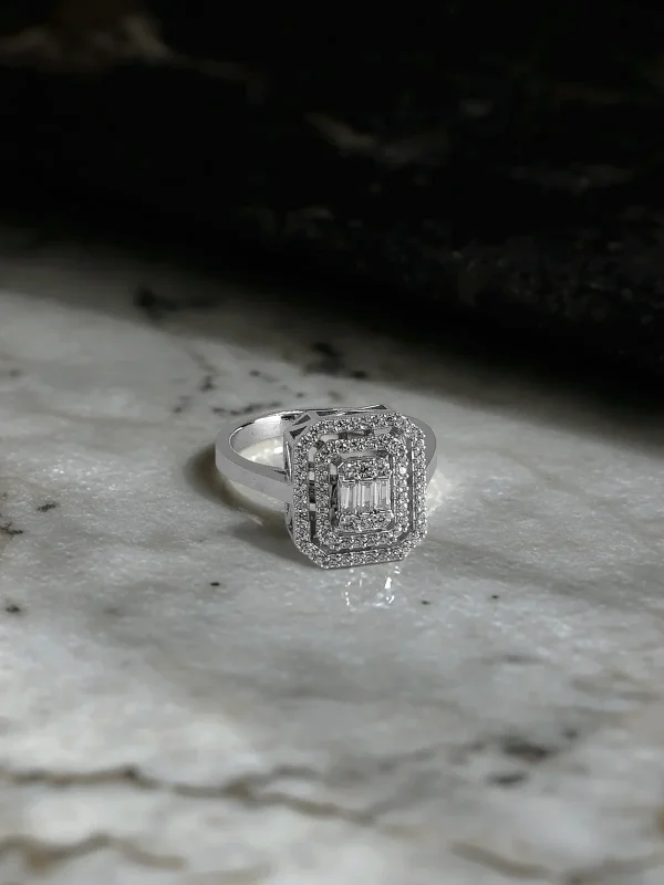 Double Layer Baguette Silber Ring - Damen Silber Ring