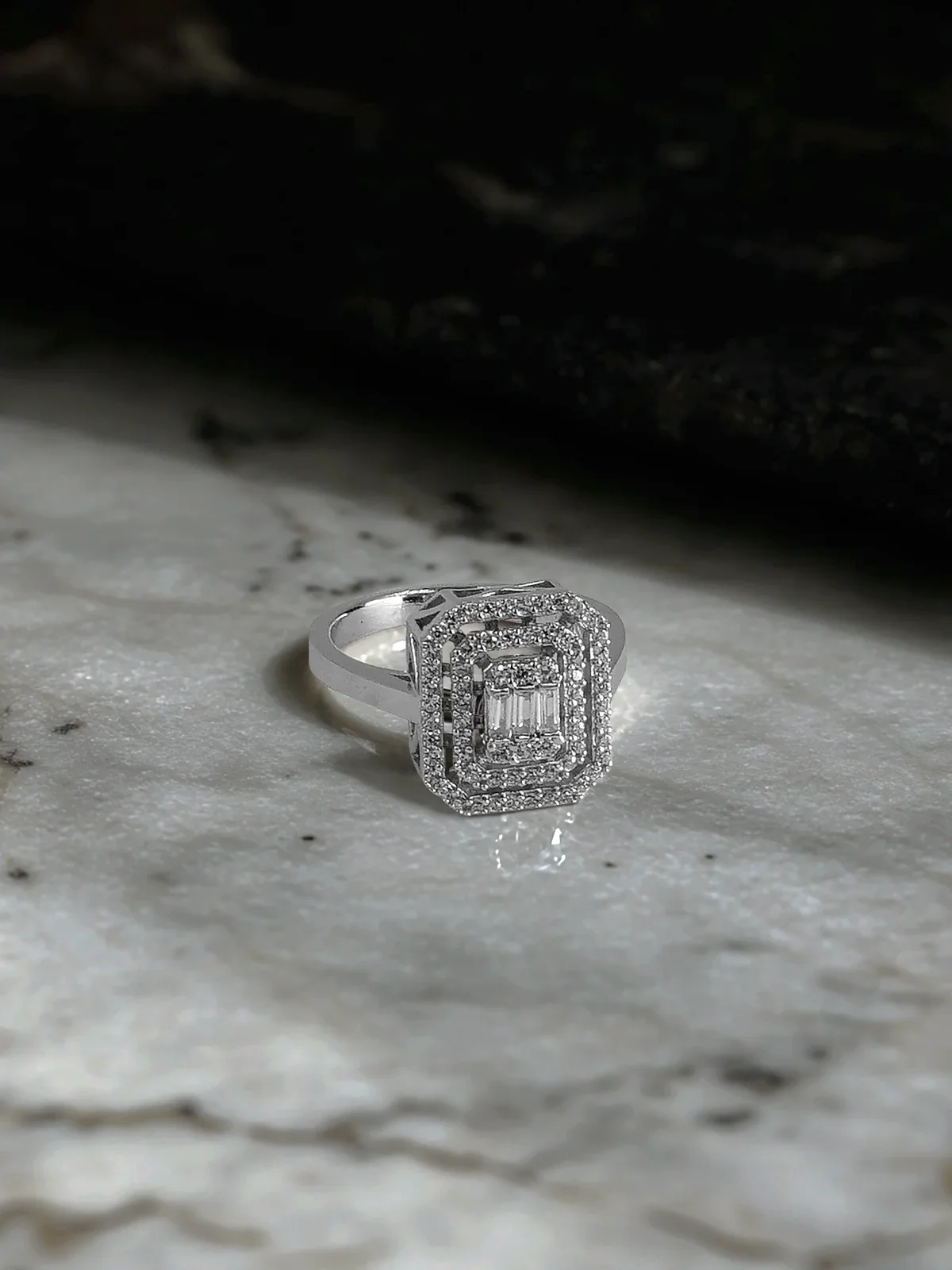 Double Layer Baguette Silber Ring - Damen Silber Ring