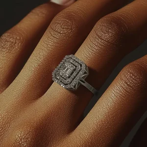 Double Layer Baguette Silber Ring - Damen Silber Ring
