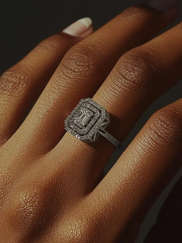 Double Layer Baguette Silber Ring - Damen Silber Ring