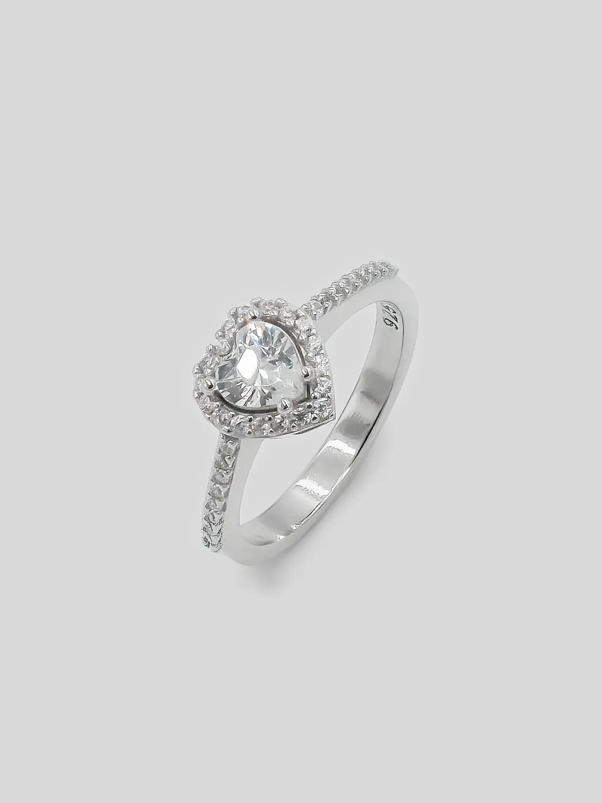 Halo Silber Ring mit Herz Stein - Frauen Silber Ring