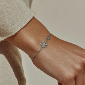 Bracciale in Argento con Motivo Fiocco di Neve e Nazar – Bracciale in Argento Femminile