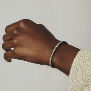Bracciale in Argento Classico con Grande Pietra a Percorso d'Acqua – Bracciale in Argento Femminile