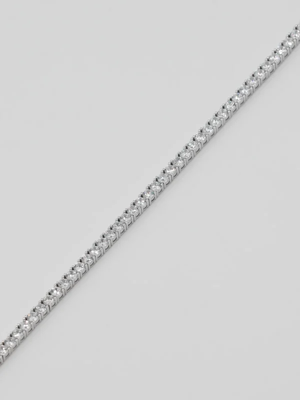 Bracciale in Argento Classico con Grande Pietra a Percorso d'Acqua – Bracciale in Argento Femminile