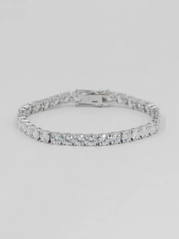 Bracciale in Argento con Grande Pietra - Elenis Collection Bracciale in Argento Classico con Grande Pietra a Percorso d'Acqua – Bracciale in Argento Femminile