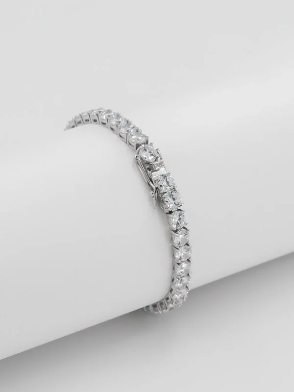 Bracciale in Argento Classico con Grande Pietra a Percorso d'Acqua – Bracciale in Argento Femminile