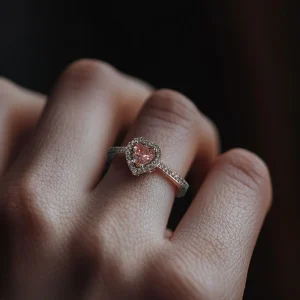 Silber Ring mit rosa Herz Stein - Frauen Silber Ring