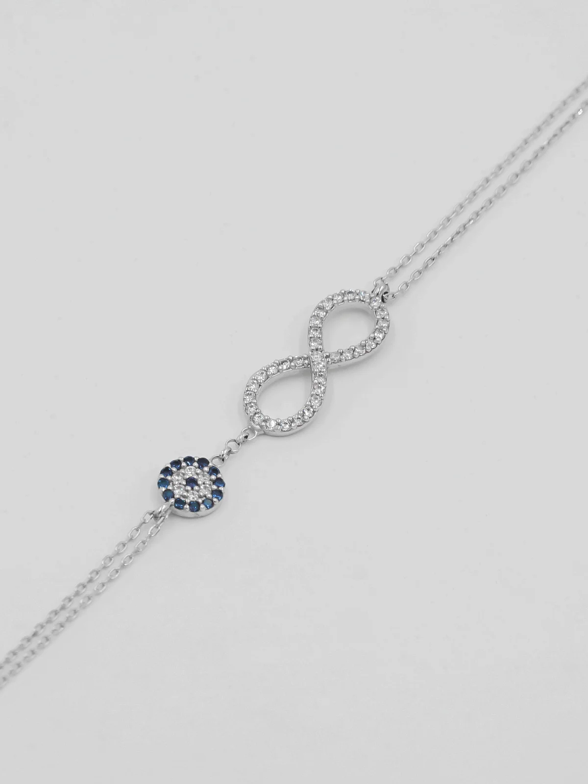 Bracciale in Argento con Motivo di Infinito e Nazar – Bracciale in Argento Femminile