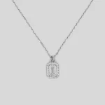 Minimalistische Silber Halskette mit Baguette Stein - Damen Silber Halskette