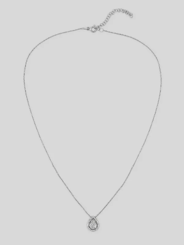 Silber Halskette mit Tropfenstein - Damen Silber Halskette