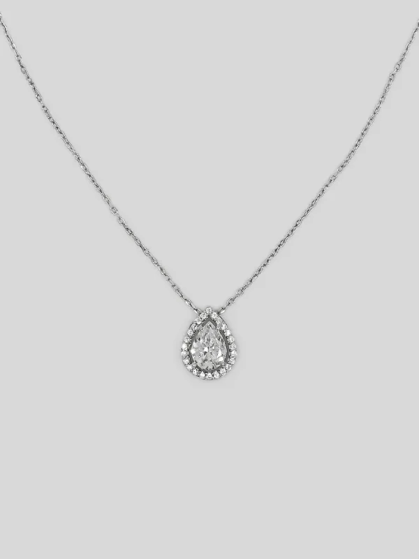 Silber Halskette mit Tropfenstein - Damen Silber Halskette