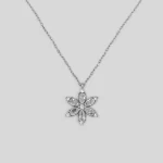 Lotusblume Herbarium Weißer Stein Silber Halskette - Frauen Silber Halskette