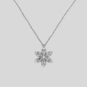 Lotusblume Herbarium Weißer Stein Silber Halskette - Frauen Silber Halskette
