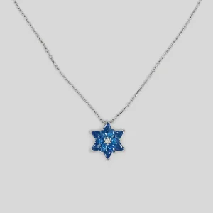 Mavi Taşlı Lotus Çiçeği Gümüş Kolye – Kadın Gümüş Kolye