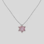 Lotusblume Silber Halskette mit rosa Stein - Frauen Silber Halskette