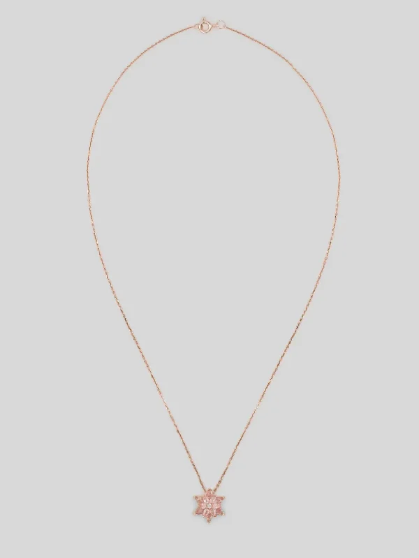 Pembe Taşlı Lotus Çiçeği Rose Gold Gümüş Kolye – Kadın Gümüş Kolye
