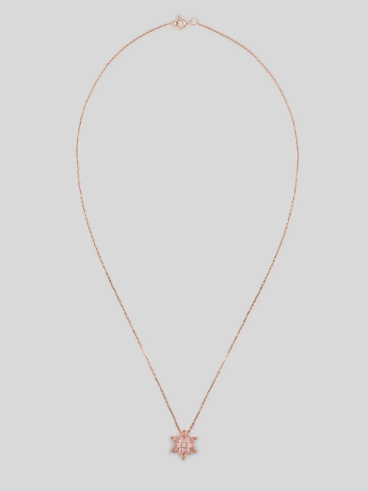 Collier en Argent avec Fleur de Lotus et Pierre Rose Gold – Collier en Argent pour Femme