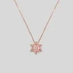 Pembe Taşlı Lotus Çiçeği Rose Gold Gümüş Kolye – Kadın Gümüş Kolye