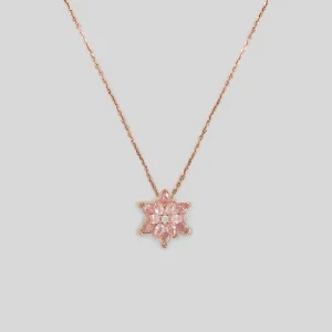 Pembe Taşlı Lotus Çiçeği Rose Gold Gümüş Kolye – Kadın Gümüş Kolye