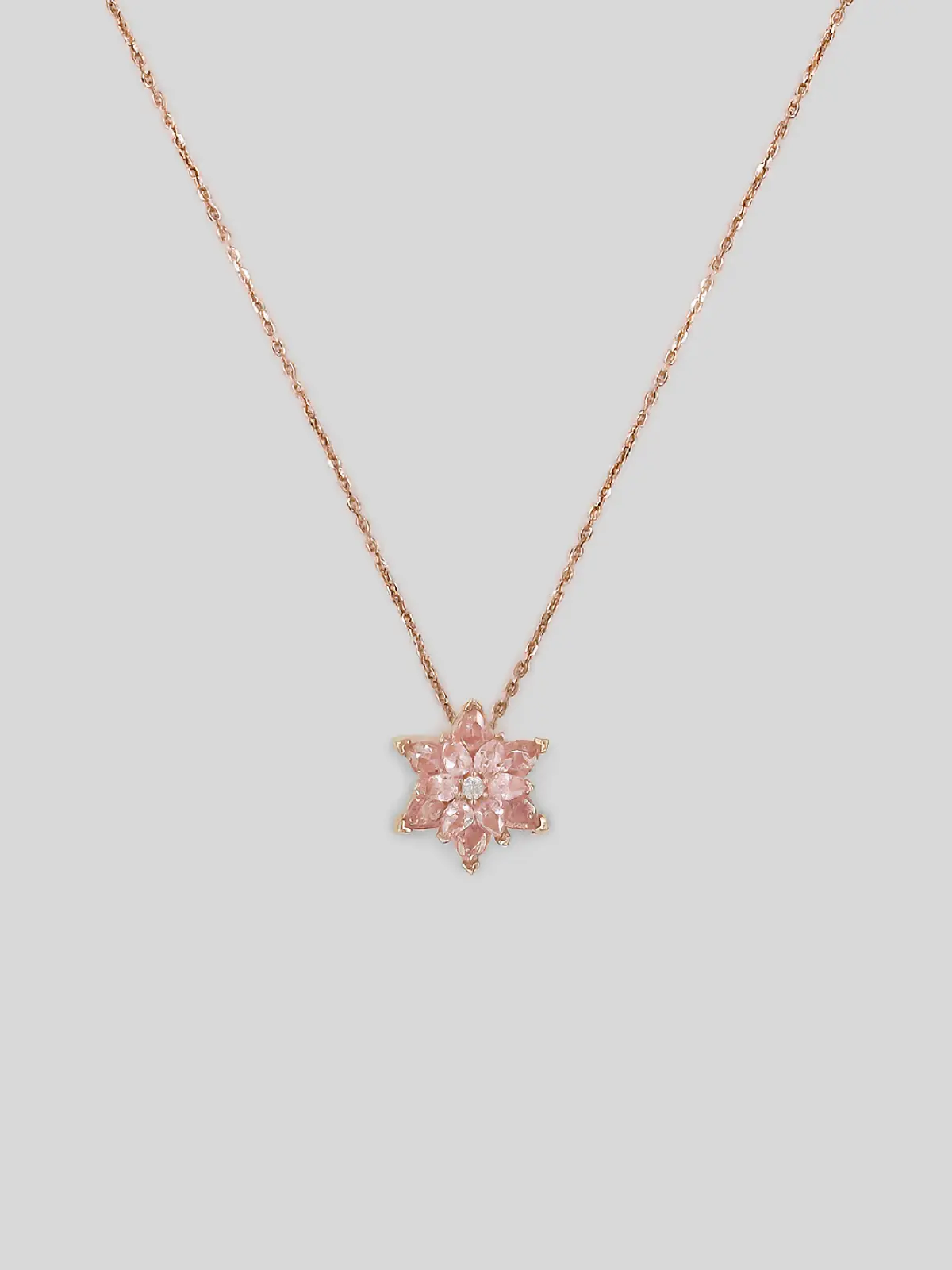 Collier en Argent avec Fleur de Lotus et Pierre Rose Gold – Collier en Argent pour Femme