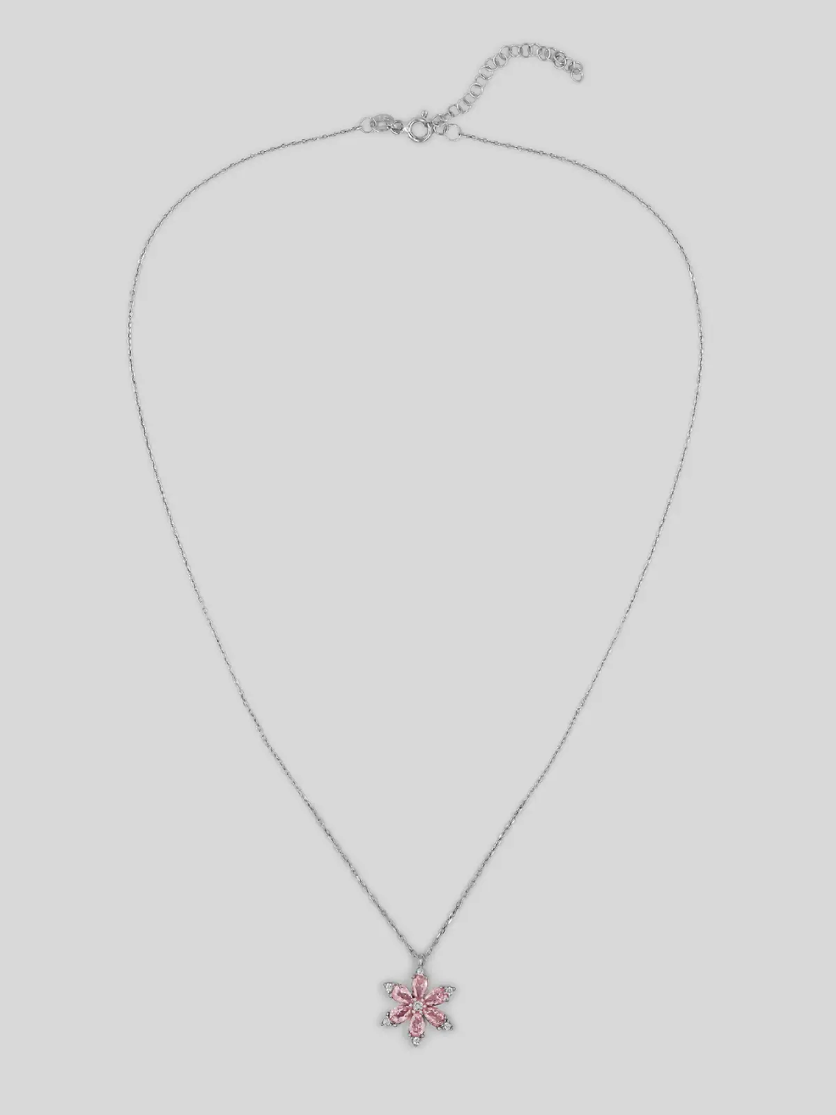 Collana in Argento con Fiore di Loto Rosa e Pietre Erbario – Collana in Argento da Donna