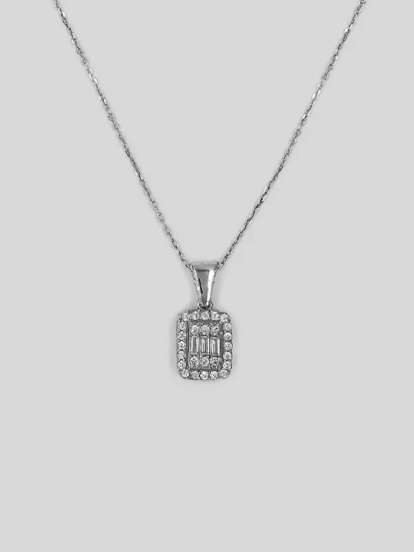 Üçlü Baget Taşlı Gümüş Kolye - Elenis Collection Silberne Halskette mit dreifachem Baguettestein - Damen Silber Halskette