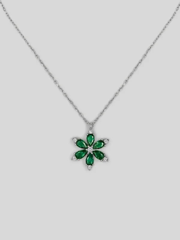 Yeşil Taşlı Lotus Çiçekli Herbaryum Gümüş Kolye - Elenis Collection Yeşil Taşlı Lotus Çiçekli Herbaryum Gümüş Kolye – Kadın Gümüş Kolye