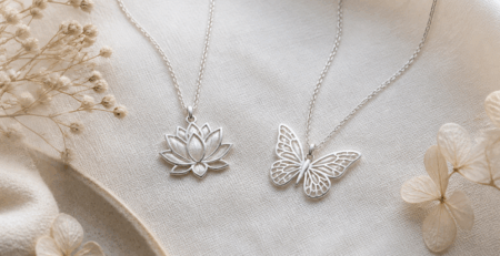 Gümüş kolye sembolleri ve anlamları - lotus, kelebek, melek kanadı